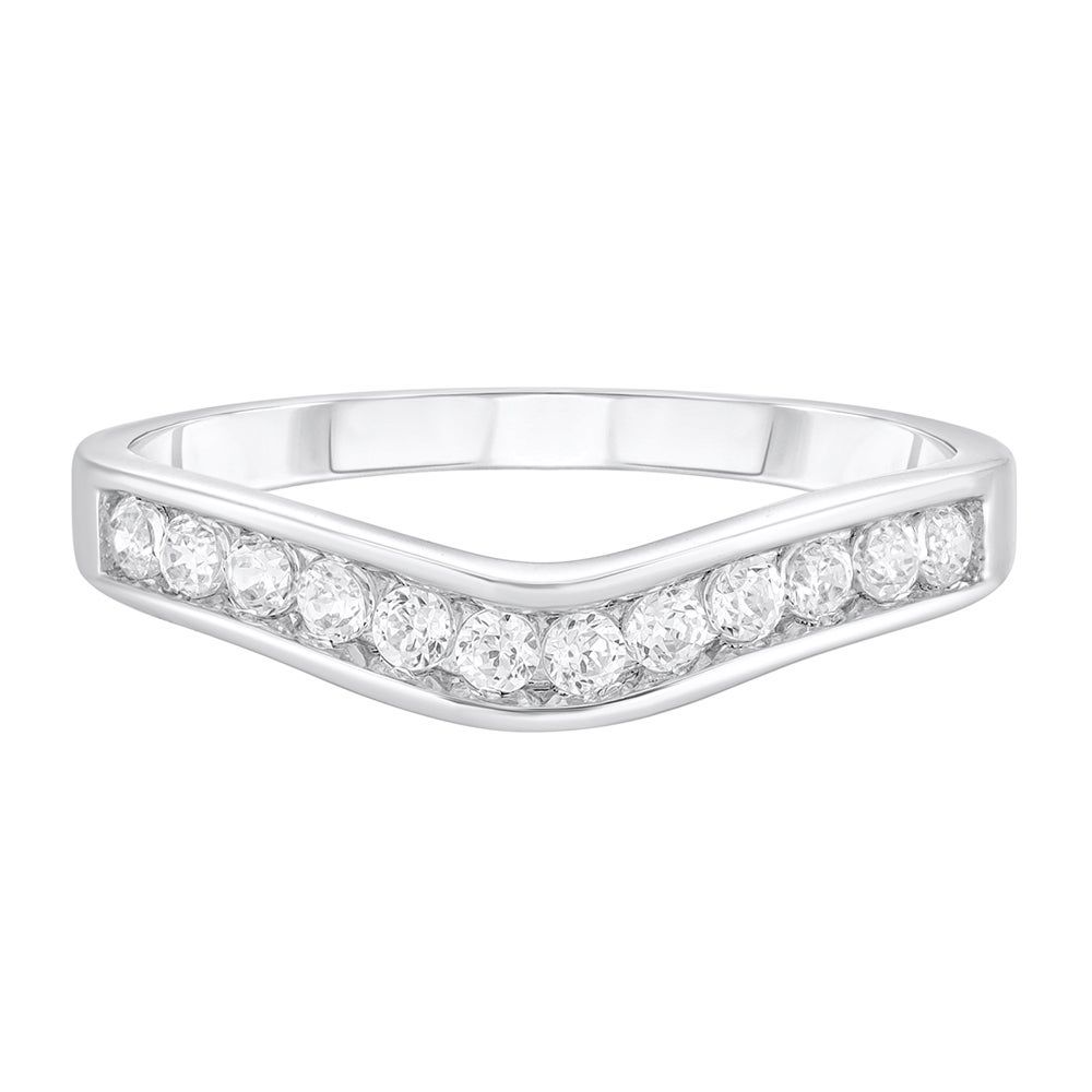 Diamond Contour Wedding Band with Channel Setting 14K White Gold (1/3 ct. tw.)