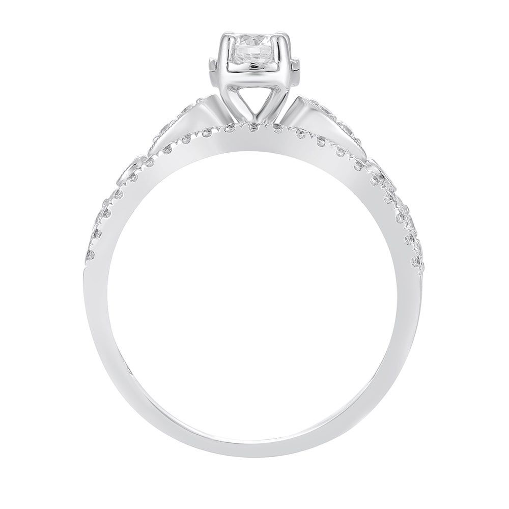 Illusion-Setting Diamond Engagement Ring with Ornate Band 10K White Gold (5/8 ct. tw.)