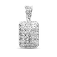 Menâs Diamond Charm Tag in Sterling Silver (1/2 ct. tw.)