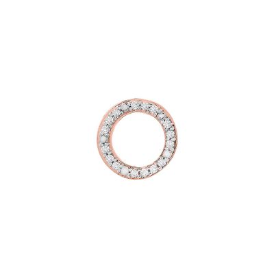 Single Diamond Stud Earring with Open Circle in 10K Rose Gold