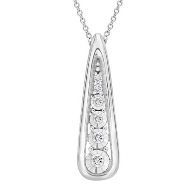 Teardrop Diamond Pendant with Illusion Settings in Sterling Silver (1/10 ct. tw.)