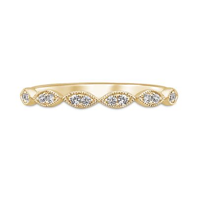 Milgrain Anniversary Band with Diamonds 10K Gold (1/7 ct. tw