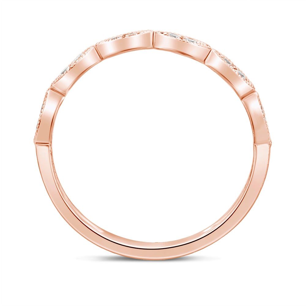 Milgrain Anniversary Band with Diamonds 10K Rose Gold (1/7 ct. tw.)