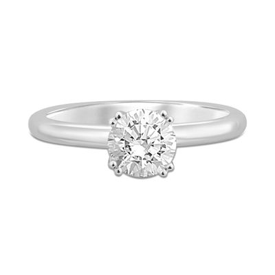 Lab Grown Diamond Round Solitaire Engagement Ring 14K White Gold (1 ct