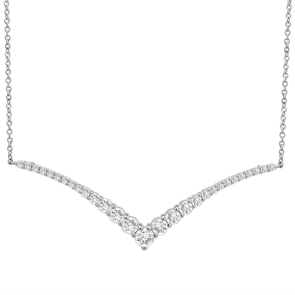 Chevron Necklace with PavÃ© Diamonds in 10K White Gold (1 ct. tw.)