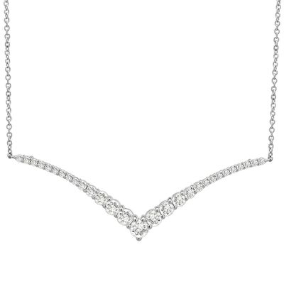Chevron Necklace with PavÃ© Diamonds in 10K White Gold (1 ct. tw.)