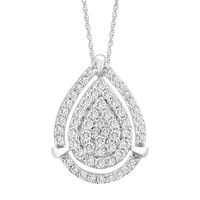 Diamond Pendant & Earrings Set with Pear-Shaped Clusters in 10K White Gold (1/2 ct. tw.)