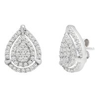 Diamond Pendant & Earrings Set with Pear-Shaped Clusters in 10K White Gold (1/2 ct. tw.)