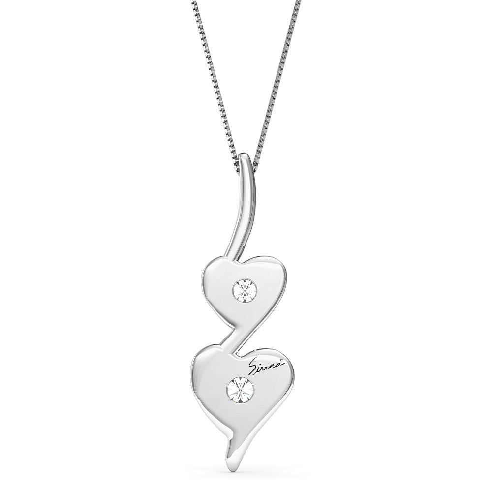 Diamond Double Heart Pendant in 14K White Gold (1/8 ct. tw.)