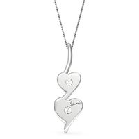 Diamond Double Heart Pendant in 14K White Gold (1/8 ct. tw.)