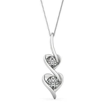 Diamond Double Heart Pendant in 14K White Gold (1/8 ct. tw.)