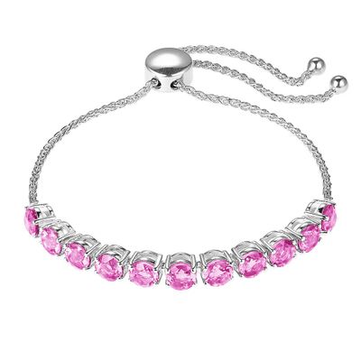 Pink Sapphire Bolo Bracelet in Sterling Silver