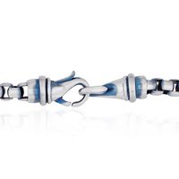 Menâs Box Chain Necklace with Blue Ion Plating in Stainless Steel, 24â