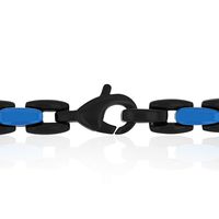 Menâs Chain Link Necklace in Black & Blue Ion-Plated Stainless Steel, 24â