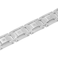 Menâs Link Bracelet with Diamond Accents in Stainless Steel