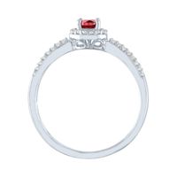 Round Ruby & Diamond Halo Promise Ring 10K White Gold (1/7 ct. tw.)