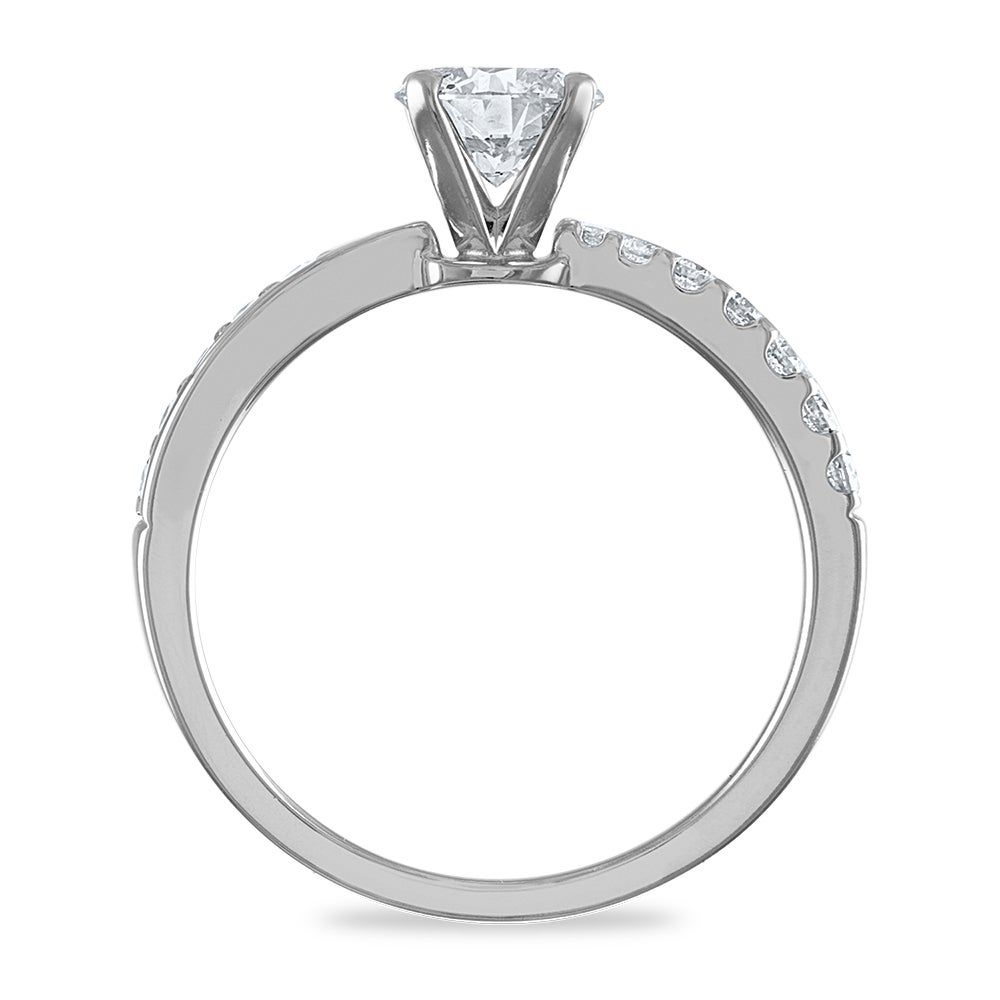 Round Diamond Engagement Ring with Tapered PavÃ© Band 14K White Gold (1 ct. tw.)