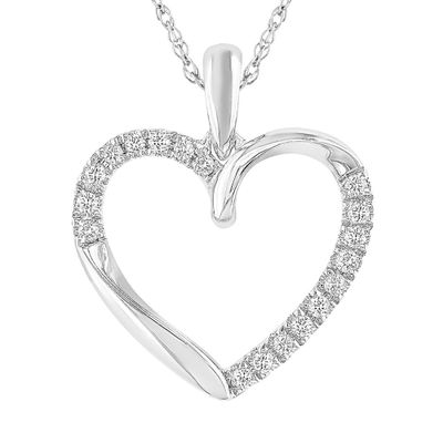 Heart-Shaped Diamond Pendant in 10K White Gold (1/7 ct. tw.)