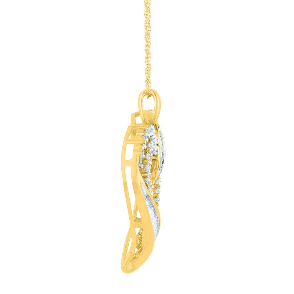Diamond Heart Pendant with Round & Baguette Diamonds in 14K Yellow Gold (1 ct. tw.)
