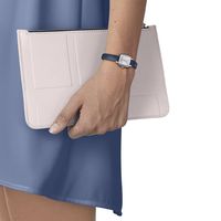 Lovely Square Blue Leather Womenâs Watch in Stainless Steel