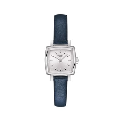 Lovely Square Blue Leather Womenâs Watch in Stainless Steel