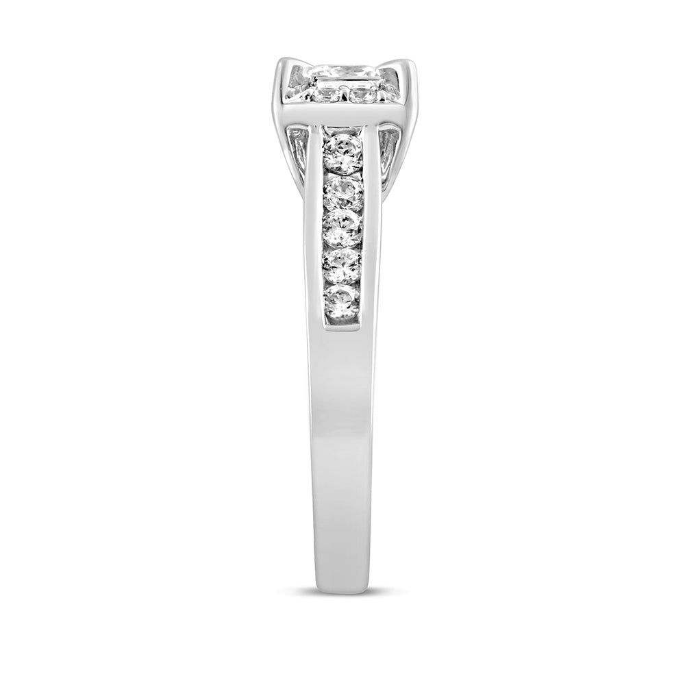 Princess-Cut Diamond Engagement Ring with Channel-Set Band 14K White Gold (7/8 ct. tw.)