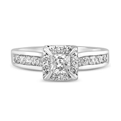 Princess-Cut Diamond Engagement Ring with Channel-Set Band 14K White Gold (7/8 ct. tw.)