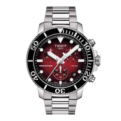 Red Seastar 1000 Quartz Chronograph Menâs Watch in Stainless Steel