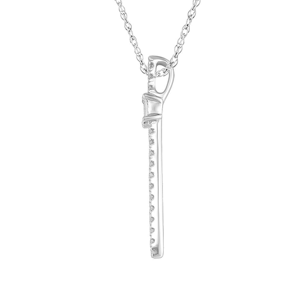 Diamond Vertical Bar Pendant Necklace in 10K White Gold (1/5 ct. tw.)