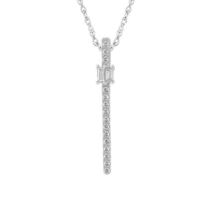Diamond Vertical Bar Pendant Necklace in 10K White Gold (1/5 ct. tw.)