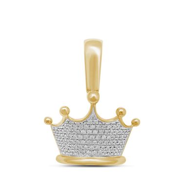 Menâs Diamond Crown Charm in 10K Yellow Gold (1/4 ct. tw.)