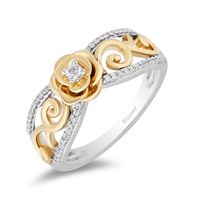 Belle 30th-Anniversary Diamond Rose Ring Sterling Silver & 10K Yellow Gold (1/8 ct. tw.)