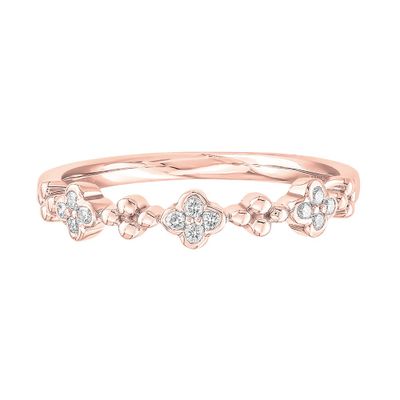 Diamond Stacking Ring with Clover Pattern 10K Rose Gold (1/10 ct. tw.)