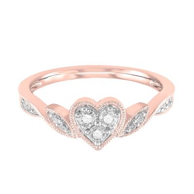 Heart Cluster Diamond Ring 10K Rose Gold (1/5 ct. tw.)
