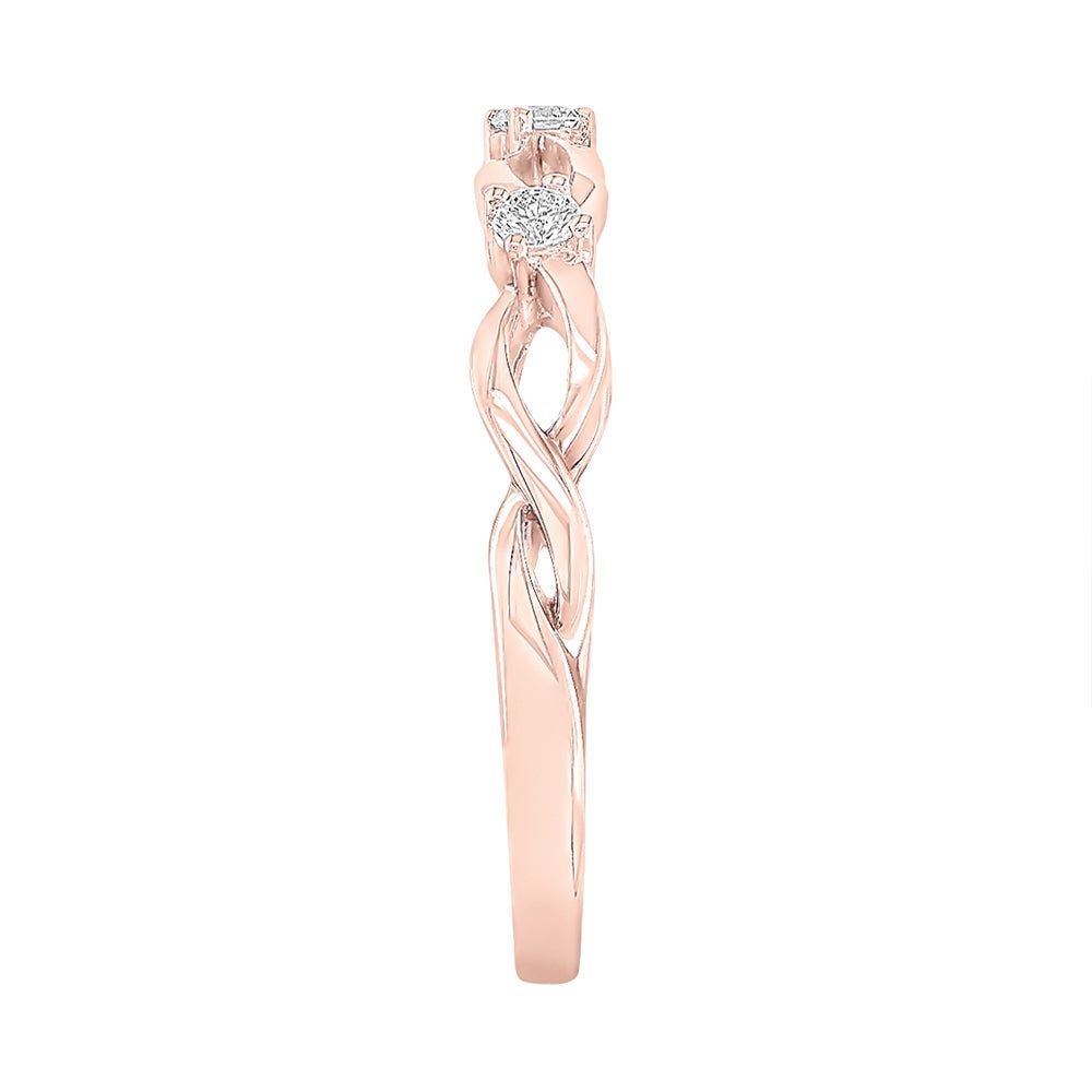 Diamond Stacking Ring with Three-Stones 10K Rose Gold (1/8 ct. tw.)