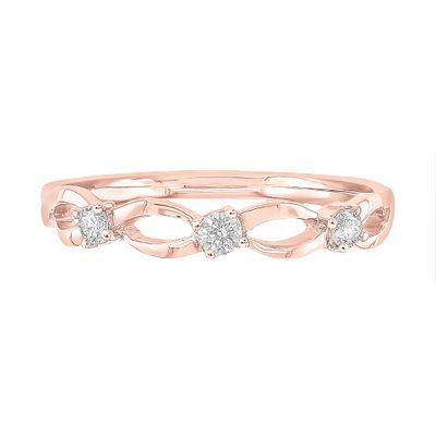 Diamond Stacking Ring with Three-Stones 10K Rose Gold (1/8 ct. tw.)
