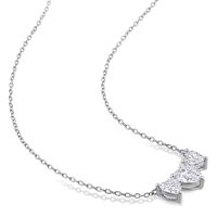 Moissanite Necklace with Three Heart-Shaped Stones in Sterling Silver (2 ct. tw.)