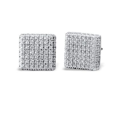 Menâs Square Diamond Earrings in 10K White Gold (5/8 ct. tw.)