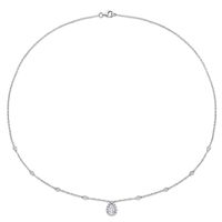 Pear-Shaped Moissanite Pendant with Bezel-Set Diamonds in Sterling Silver (1 1/2 ct. tw.)