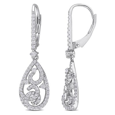 Moissanite Drop Earrings with Filigree in Sterling Silver (4/5 ct. tw.)