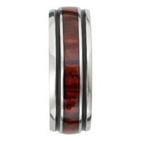 Menâs Wood Inlay Wedding Band with Black Cerakote Cobalt, 8mm