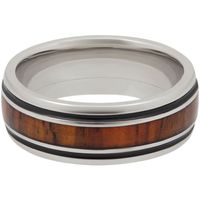 Menâs Wood Inlay Wedding Band with Black Cerakote Cobalt, 8mm