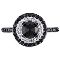 Black Diamond Halo Ring 10K White Gold (1 1/2 ct. tw.)