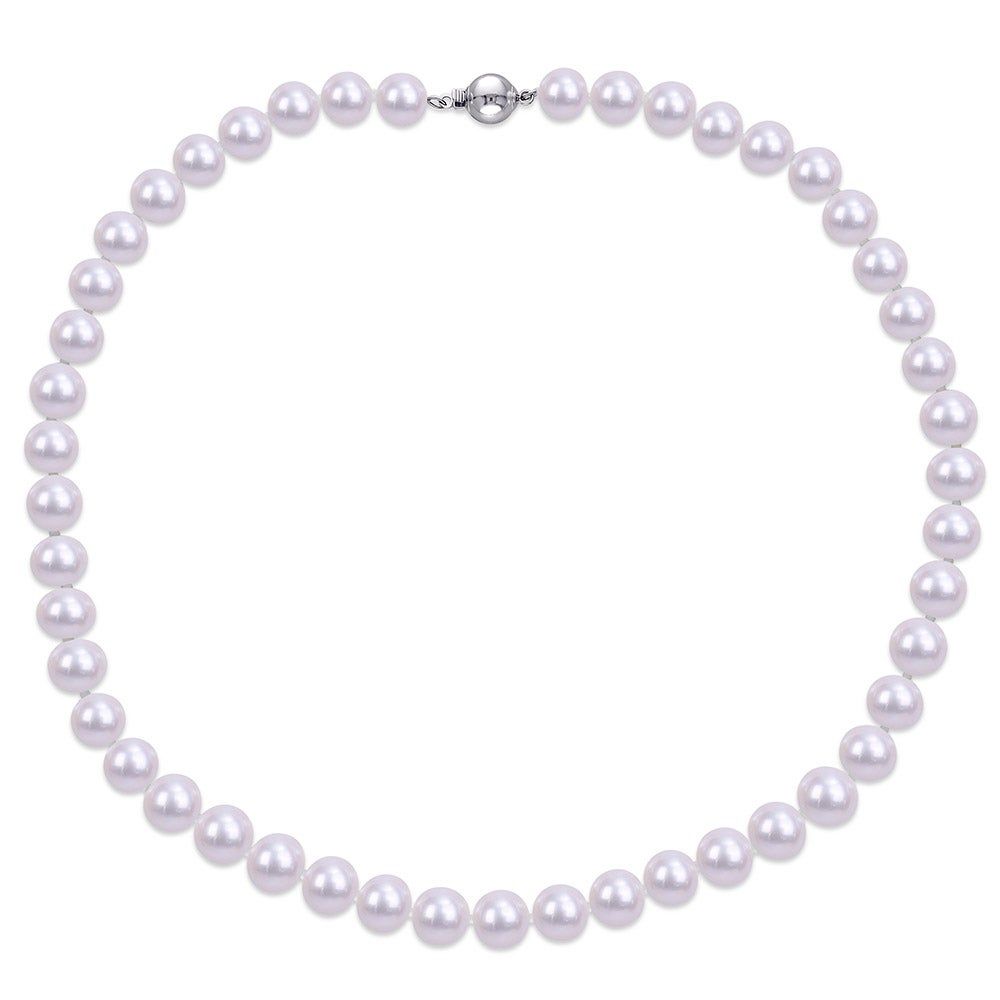 Cultured Freshwater Pearl Necklace in Sterling Silver, 9-10mm, 18â