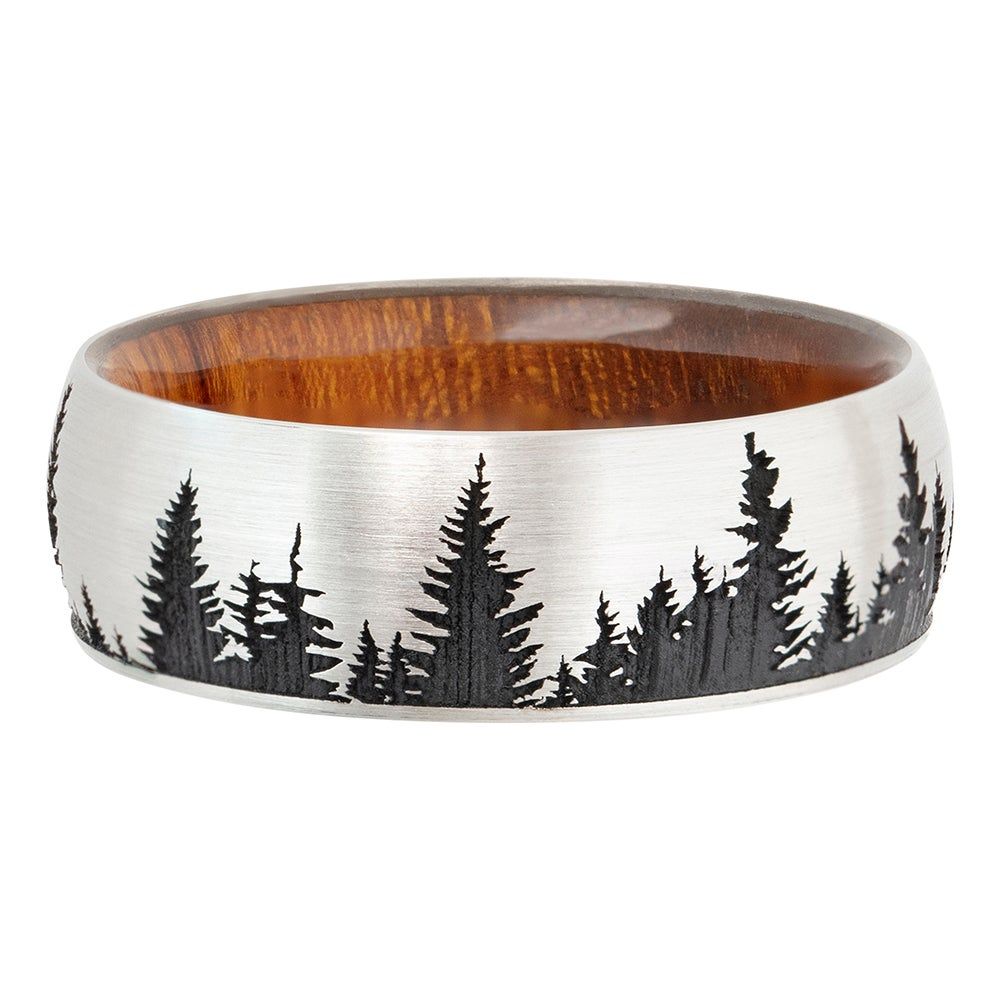 Menâs Tree Wedding Band Wood & Cobalt, 8mm