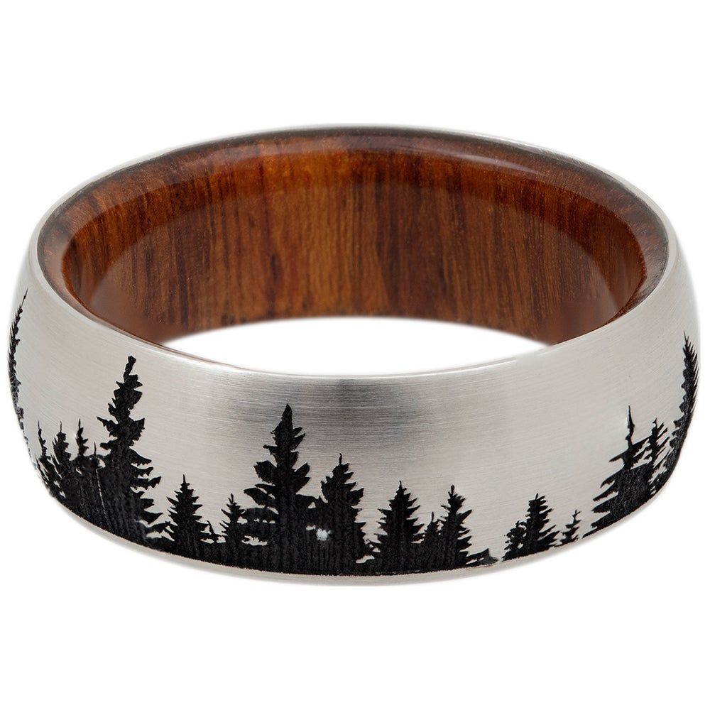 Menâs Tree Wedding Band Wood & Cobalt, 8mm