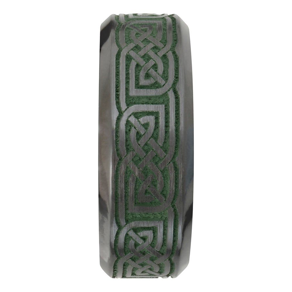 Menâs Celtic Wedding Band with Green Cerakote Black Zirconium, 8mm