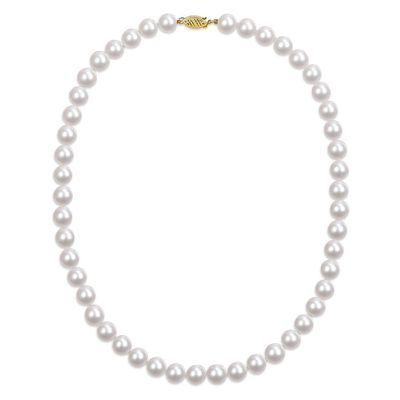 Akoya Pearl Necklace in 14K Yellow Gold, 8mm, 18â