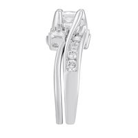 Diamond Three-Stone Swirl Bridal Set 14K White Gold (1 1/2 ct. tw.)