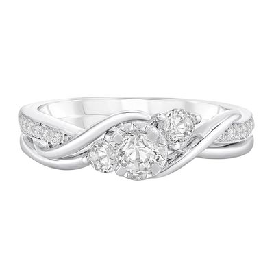 Diamond Three-Stone Swirl Bridal Set 10K White Gold (1/2 ct. tw.)
